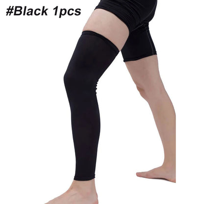 1Pcs Sports Compression Leg Sleeve Breathable Anti-UV Full Length Leg Sleeves for Men Women Football Backetball Cycling Climbing