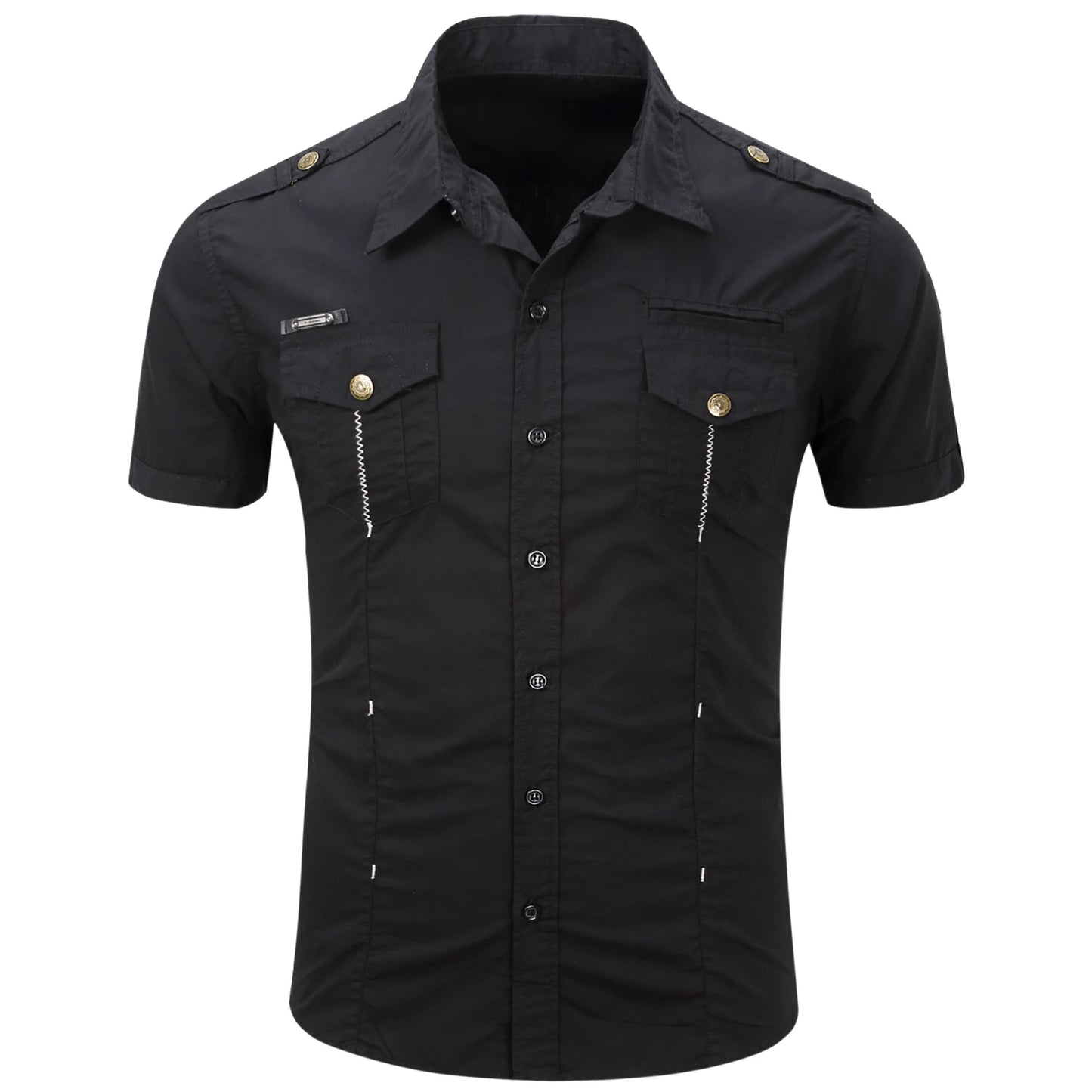 New Fashion 2023 Men's Safari Shirt Short Sleeve Summer Casual Tactical 100% Cotton Cargo Outdoor Pocket Work Shirts for Men