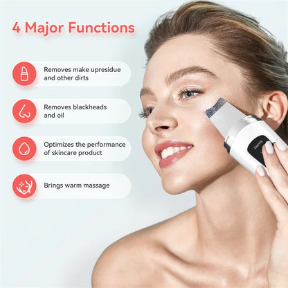 Ultrasonic Skin Scrubber Face Spatula Facial Skin Exfoliator Scraper and Blackhead Remover Pore Cleaner Facial Deep Cleansing