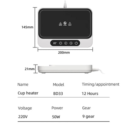 Smart Coffee Mug Warmer Electric Heating Coaster for Milk Tea Water 9 Temperature Setting Timing-off Cup Heater Keep Drinks Warm