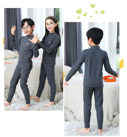 Autumn Winter Thermal Underwear Suit Girls Clothing Sets Boys Pajama Sets Baby No Trace Warm Sleepwear Candy Colors Kids Clothes