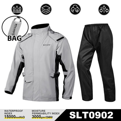 Waterproof Cycling Rain Suit Raincoat+Rain Pants Poncho Motorcycle Rain Jacket Motorbike Scooter Riding Rain Suit