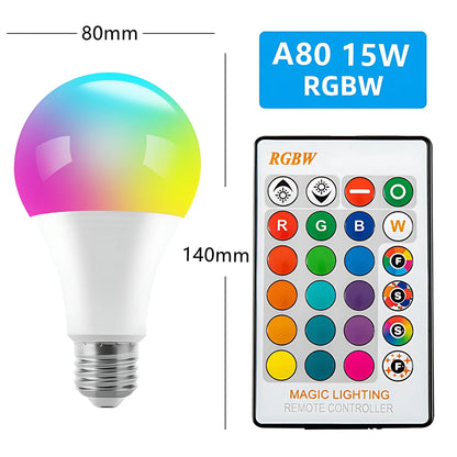 E27 RGB Remote Control Bulb Led Light For Room Smart Bulb Lamp Dimmer Low Power Consumption Energy Save Adjustable Bulb New 2024