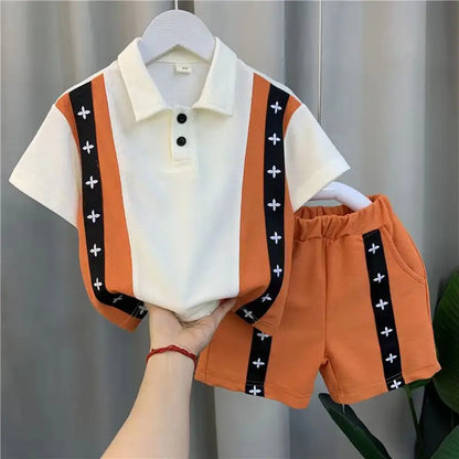 2023 Summer Clothing Boys Half Sleeve Shirt Top and Shorts Two Piece Children's Casual Sports Set  Kids Outfits 1 2 3 5 7 9 Y