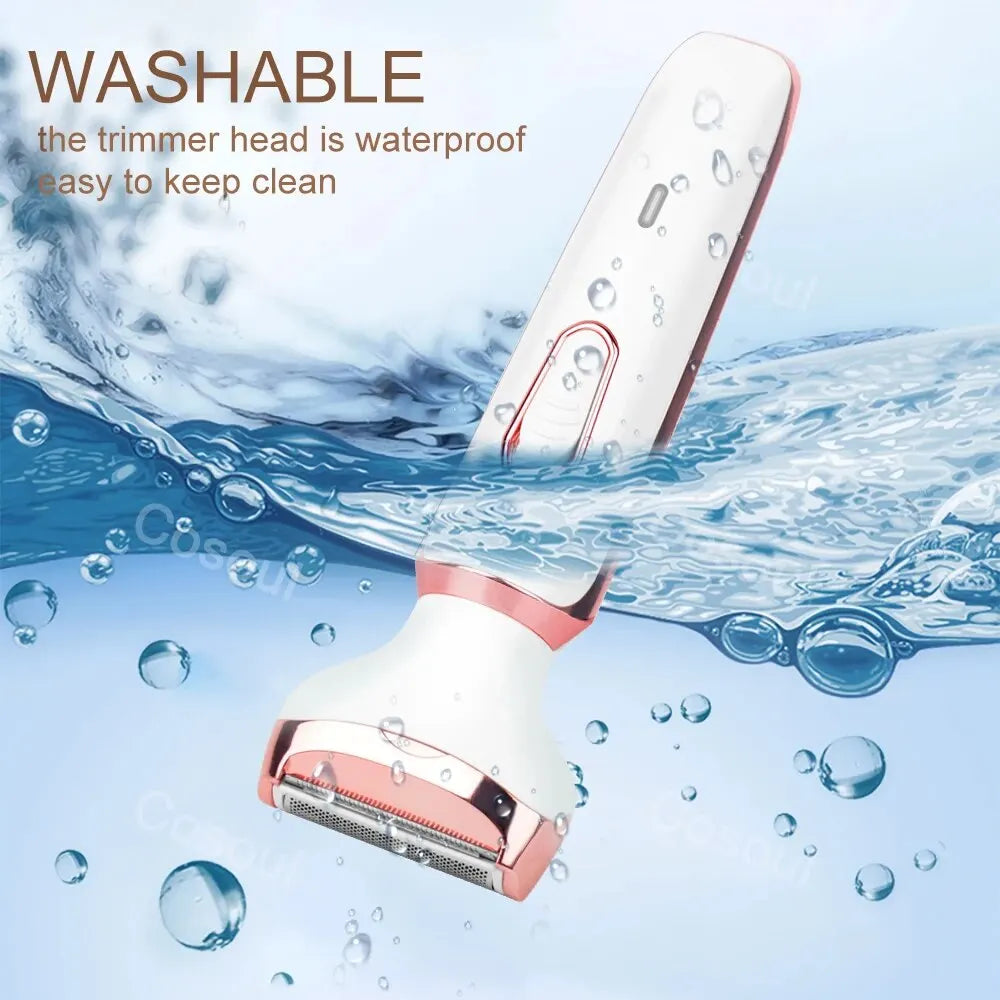 4 in 1 Electric Razor for Women Full Body Hair Trimmer Arm Armpit Private Hair Removal Instrument Dry and Wet Painless Depilator