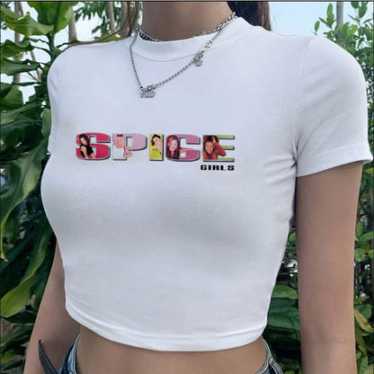 Spice Girls tshirt clothes female grunge vintage aesthetic harajuku kawaii tumblr crop top tumblr white t shirt