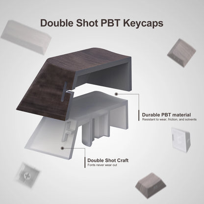 135 Keys Wood Grain Shine Through Keycaps Dye Sub Side Print PBT Keycaps Cherry Profile for Cherry Gateron MX Switch Keyboard