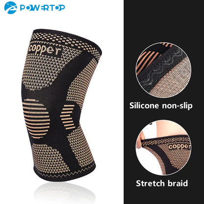 1Pcs Band Copper Nylon Knee Brace Relief Arthritis Pain Support Knee Sleeve Compression Sports Fitness Workout Knee Protection