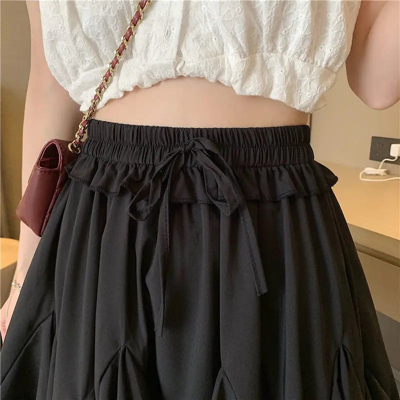 Skirts Women Pleated High Waist Fashion Solid Korean Style All-match Mini Summer Newest Simple Streetwear Holiday Female Leisure