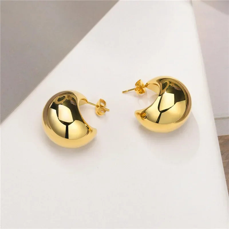 Fashion Korean Metal Elegant Hoop Earring FOR Woman New Vintage Geometric Statement Luxury Earrings Jewelry Brincos Gift