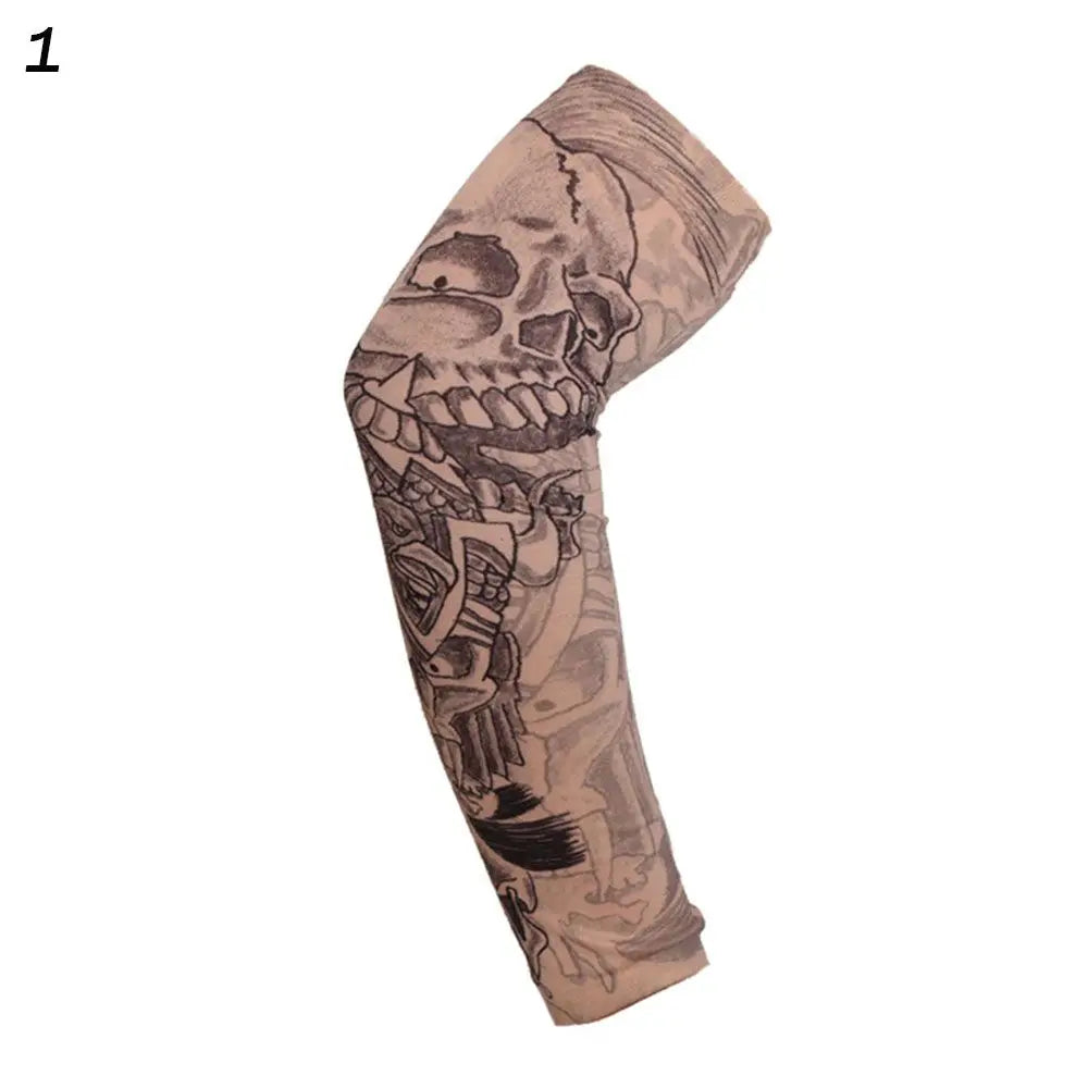 1Pcs New Flower Arm Tattoo Sleeves Seamless Outdoor Riding Sunscreen Arm Sleeves Sun Uv Protection Arm Warmers For Men Women