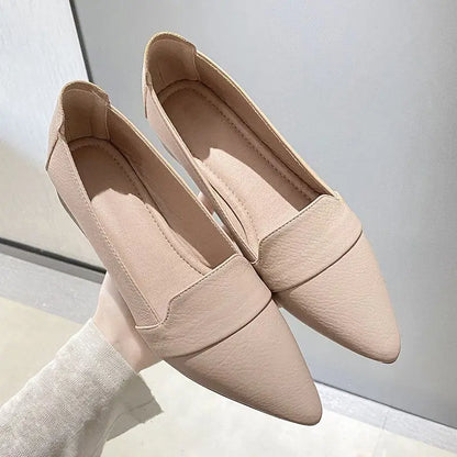 Loafers Ladies Summer Footwear Office Shoes for Women 2024 Pointed Toe Low Heel Elegant A Korean Style High Quality Shoe Spring