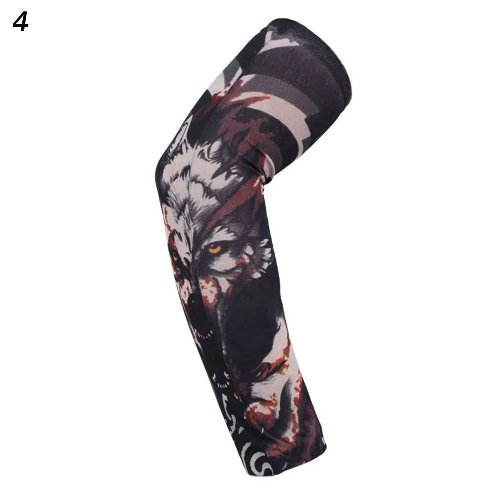 1Pcs New Flower Arm Tattoo Sleeves Seamless Outdoor Riding Sunscreen Arm Sleeves Sun Uv Protection Arm Warmers For Men Women