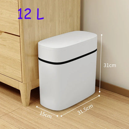 14L Push-type Trash Can Bathroom Trash Can Household Waterproof Narrow Gap Cleaning Storage Box Kitchen Trash Can Paper Basket