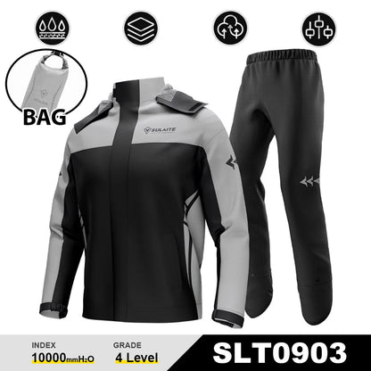 Waterproof Cycling Rain Suit Raincoat+Rain Pants Poncho Motorcycle Rain Jacket Motorbike Scooter Riding Rain Suit