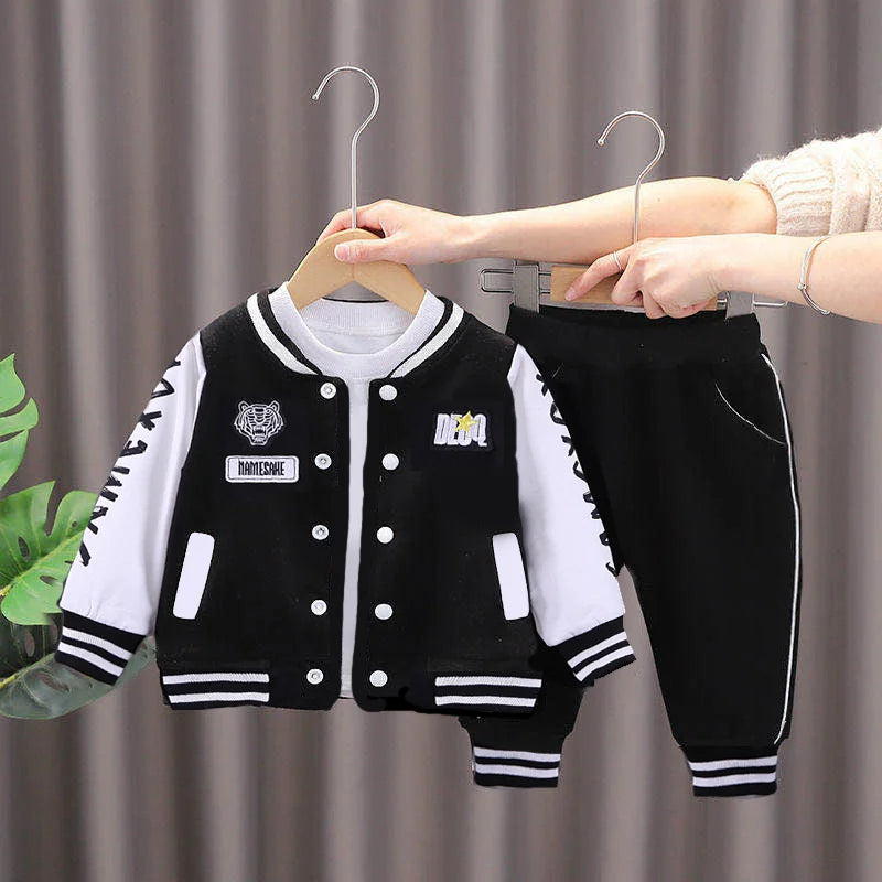 2024 New Kids Casual Clothing Sets Boys Girls Baseball Sports Suit Coat Pant 2Pcs Tracksuit Spring Autumn Thin Baby Outfits 1-4Y