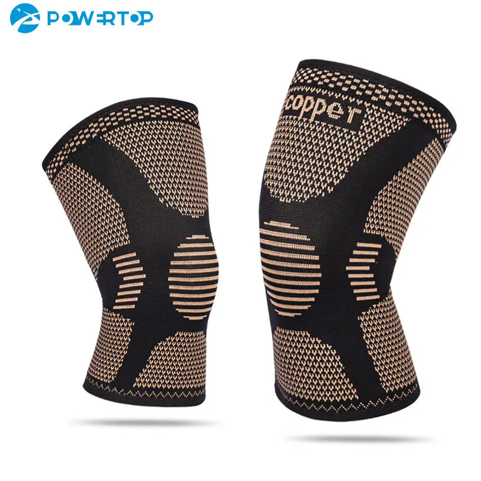 1Pcs Band Copper Nylon Knee Brace Relief Arthritis Pain Support Knee Sleeve Compression Sports Fitness Workout Knee Protection