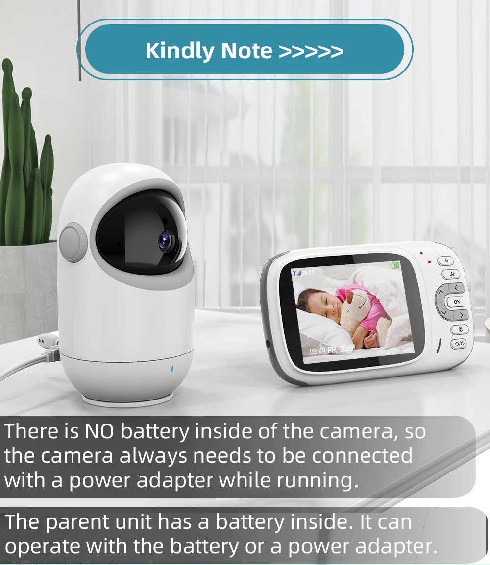 3.2 Inch Wireless Video Baby Monitor with Remote Pan Tilt Camera Two Way Intercom Auto Night Vision Kids Security Surveillance