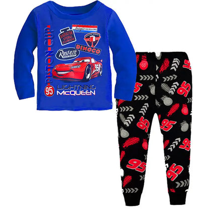 Spring Autumn Children's Clothing Sets Boys 95 Cars McQueen Cartoon Sleepwear Clothes Kids Pajamas Set Baby Girls Cotton Pyjamas