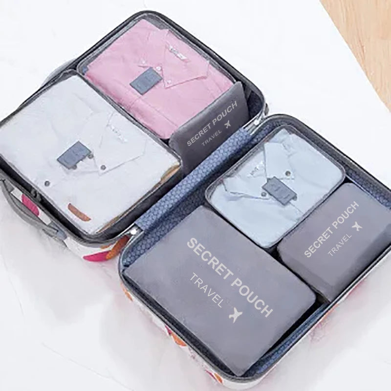 6pcs Multifunction Travel Bags Waterproof Clothes Storage Luggage Organizer Pouch Packing Cube Men And Women Travel Storage Bag