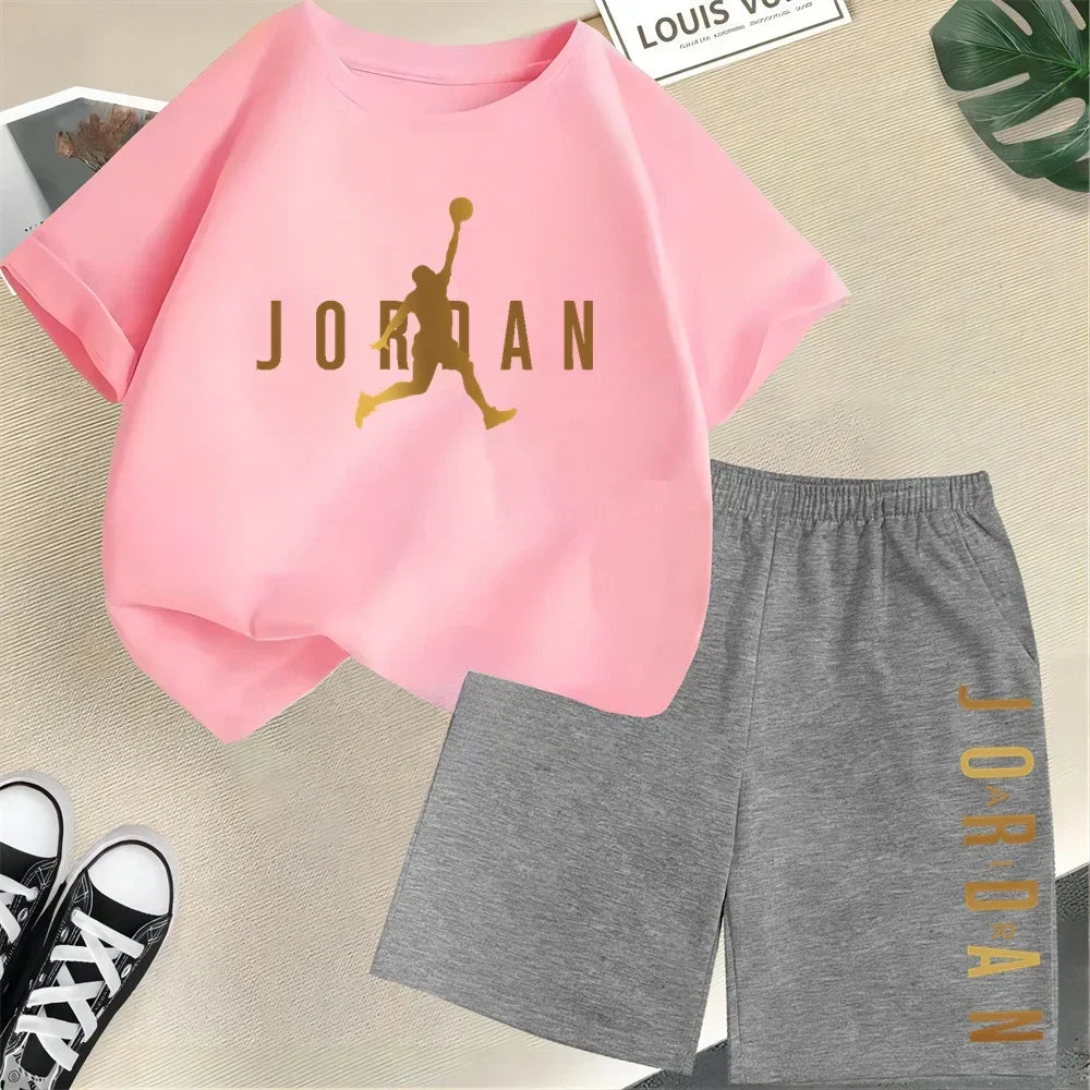 Summer Slam Dunk Master Pattern Printed Children Short Sleeve T-shirt + Shorts 2pcs Set Kids Boy Girl Fashion Clothing Outfits