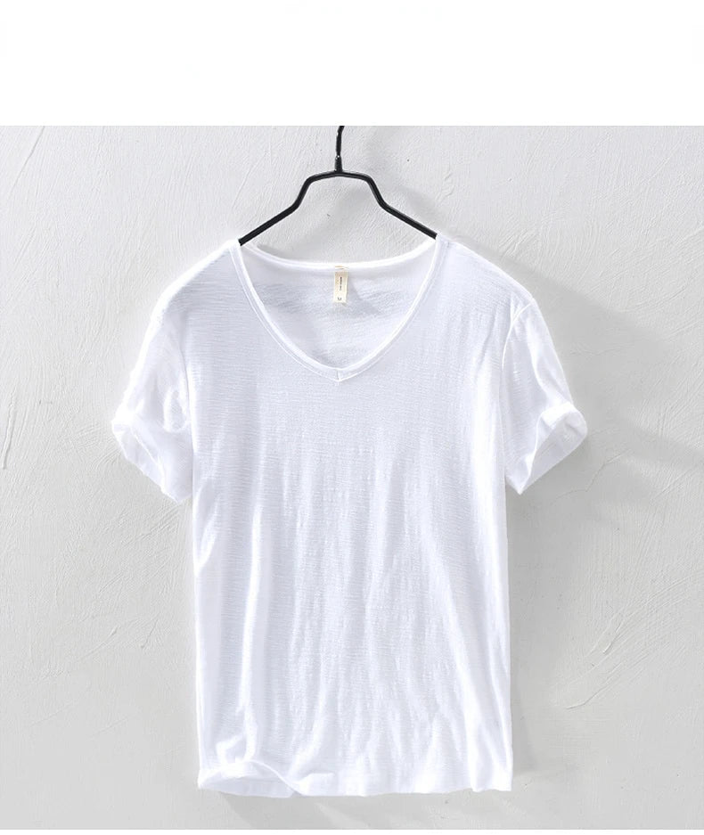 New Mens T Shirt Pure Color V Collar Short Sleeved Tops Tees Men T-Shirt 10colors slim Man T-Shirts Fitness For Male Clothes