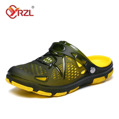 YRZL Mens Slippers Outdoor Hollow Out Casual Beach Sandals Comfortable Clogs Shoes Non-slide Male Water Shoes Mens Slippers