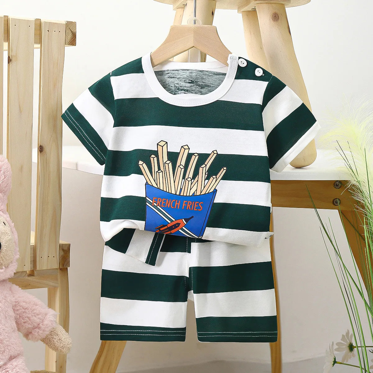 Children Clothing Suit Summer Cartoon Children's Sets Cotton T-Shirts Shorts Boys Girls Short Sleeve Kids Clothes